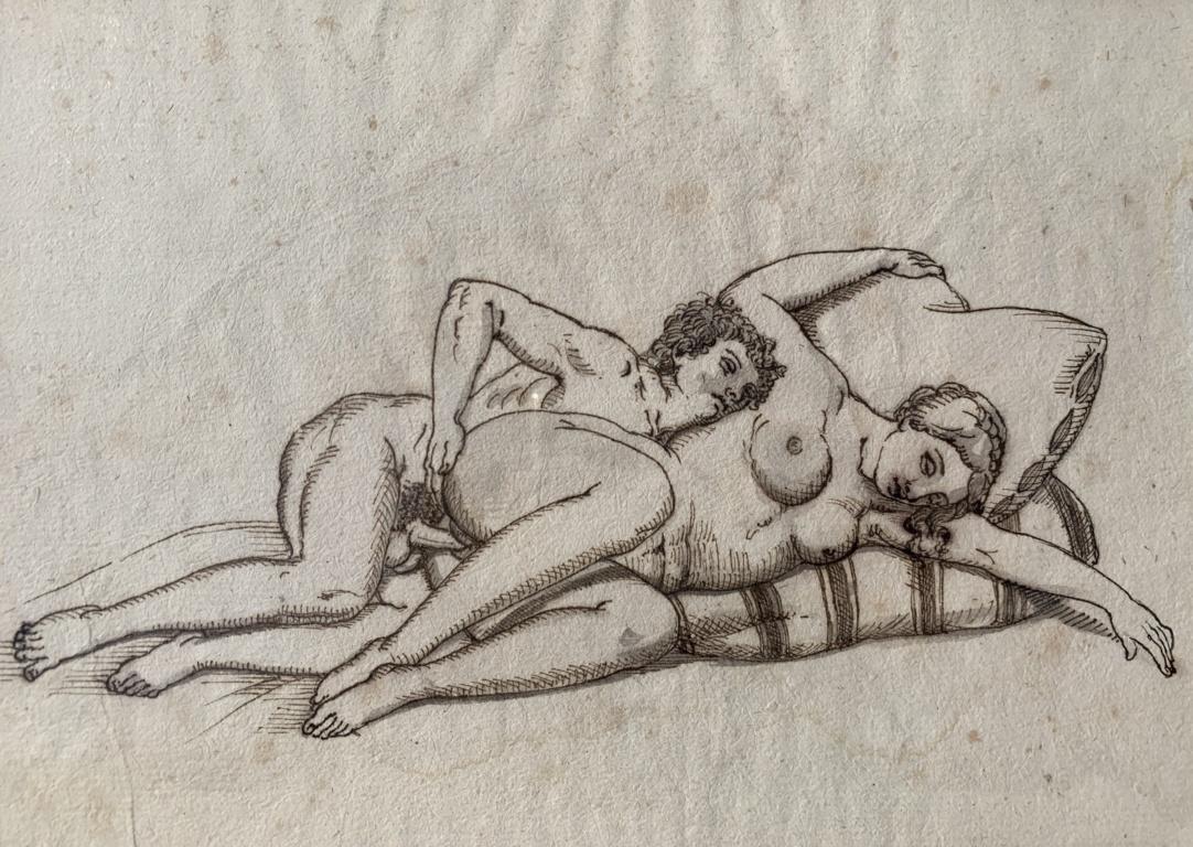 Erotic French painter - 19th century figure drawings - Nudes - Ink on paper For Sale 3