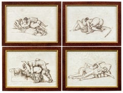 Erotic French painter - 19th century figure drawings - Nudes - Ink on paper