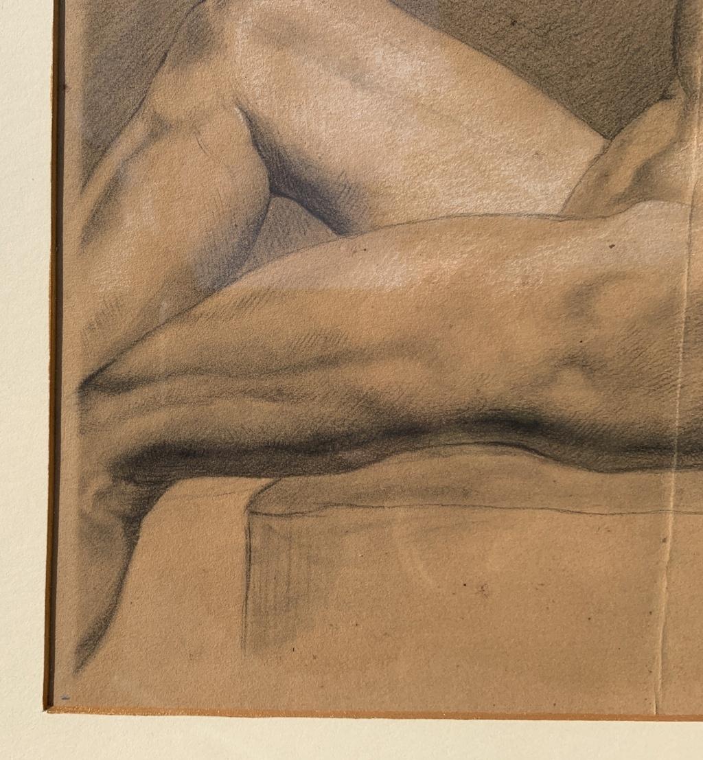 Academic nudes painter - 19th century figure drawing - Pencil paper Italy For Sale 6