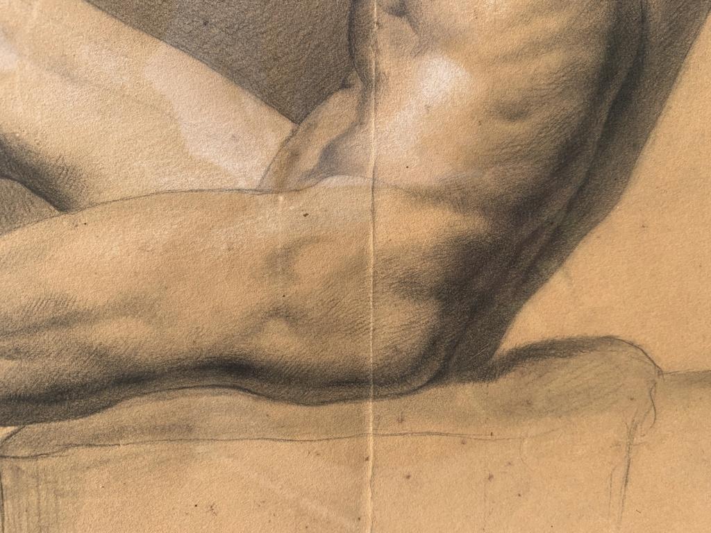 Academic nudes painter - 19th century figure drawing - Pencil paper Italy For Sale 5