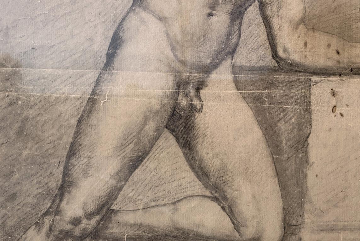 Academic nudes painter - 19th century figure drawing - Pencil paper Italy For Sale 1