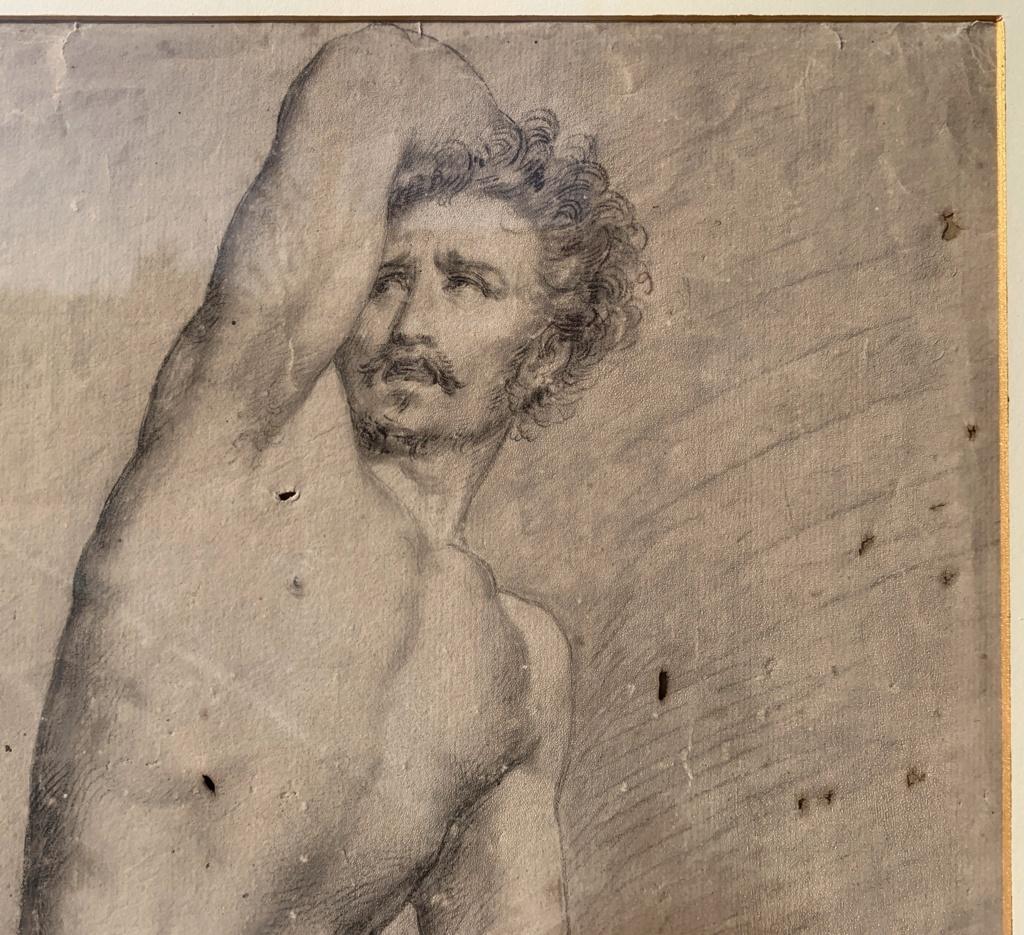 Akademischer Aktmaler des 19. Jahrhunderts – Figurenzeichnung auf Bleistiftpapier Italien (Realismus), Art, von Unknown