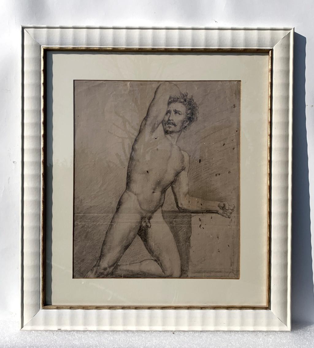 Academic nudes painter - 19th century figure drawing - Pencil paper Italy - Art by Unknown