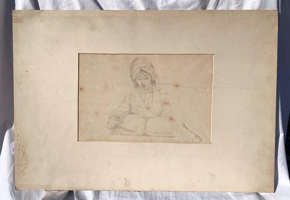 Artista italiano (s. XVIII-XIX) - Estudio para escritor.

17 x 25,5 cm, con paspartú.

Dibujo a lápiz sobre papel, sin marco.

- Obra firmada indistintamente abajo a la izquierda (bajo passe-partout).

Informe sobre el estado de conservación: Estado