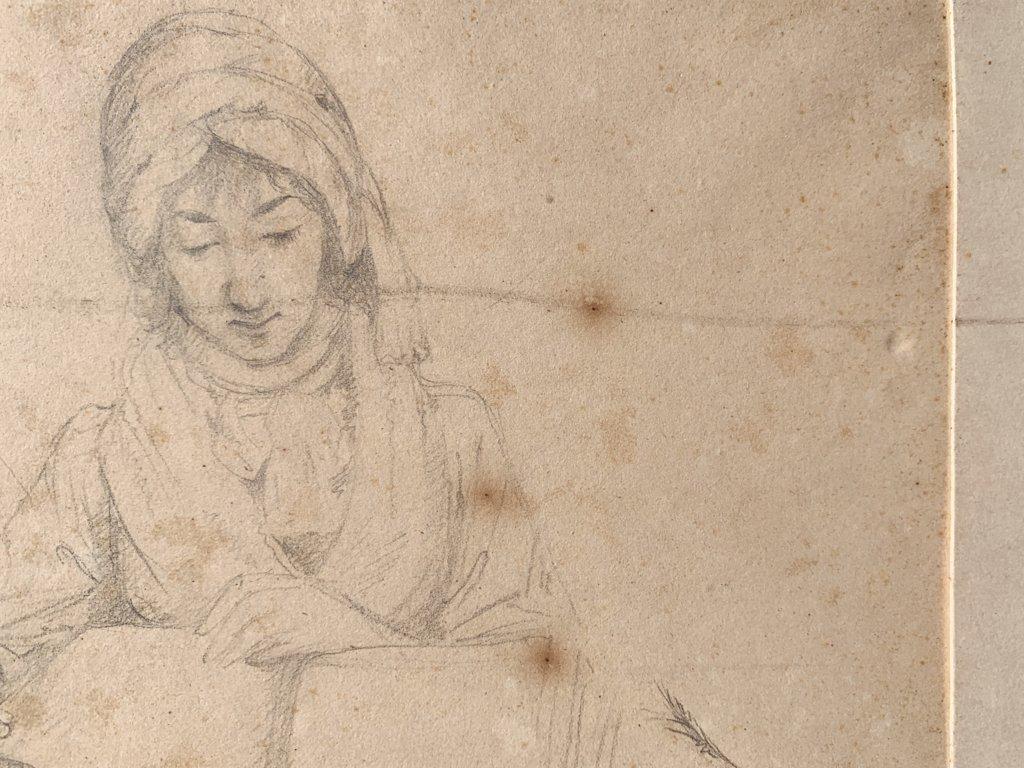 Artista italiano antiguo - Dibujo de figura del siglo XVIII/XIX - El escritor en venta 3