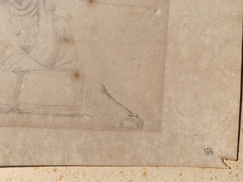 Artista italiano antiguo - Dibujo de figura del siglo XVIII/XIX - El escritor en venta 7