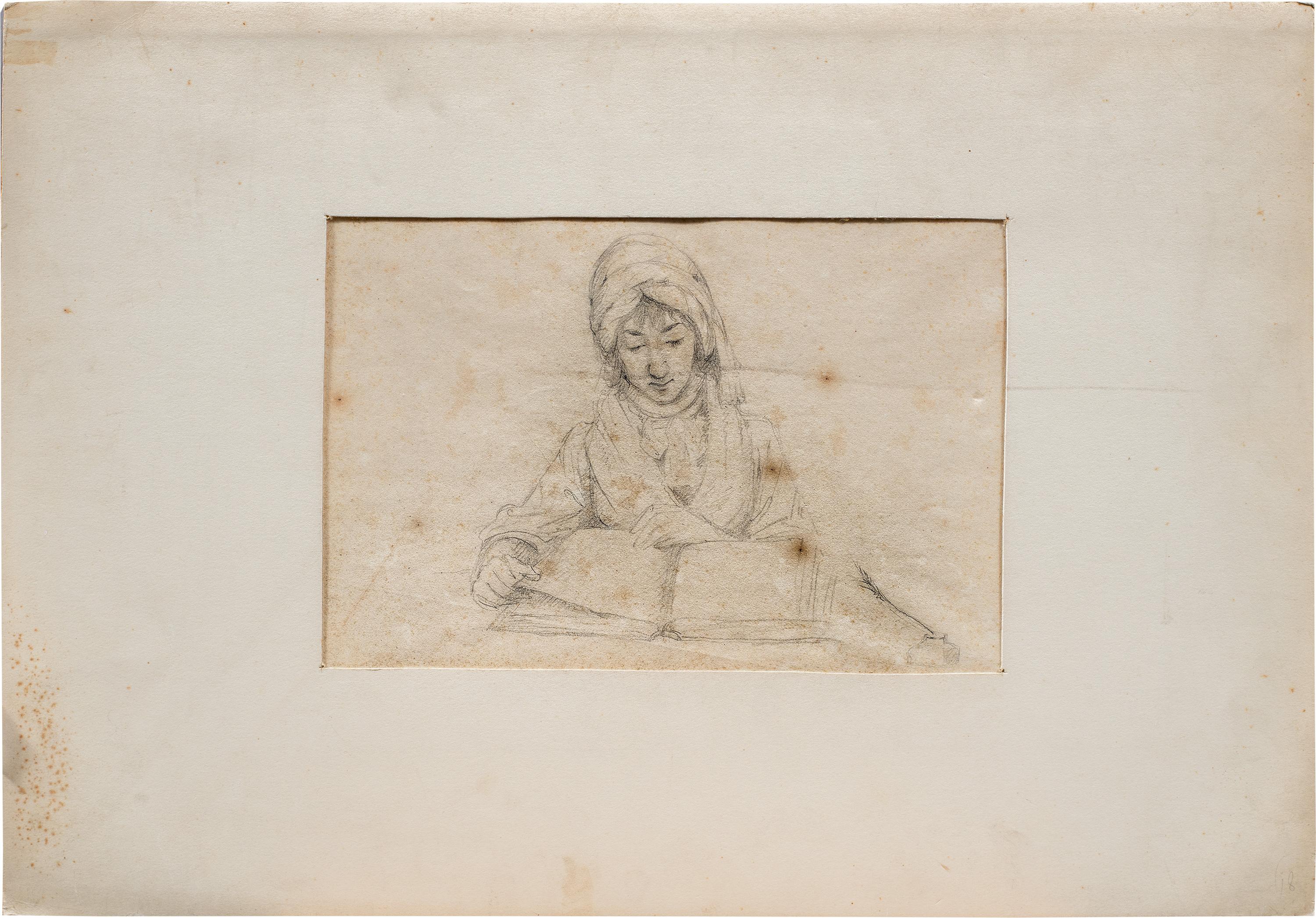 Antike italienische Künstlerin - Figurenzeichnung des 18./19. Jahrhunderts - Der Schriftsteller