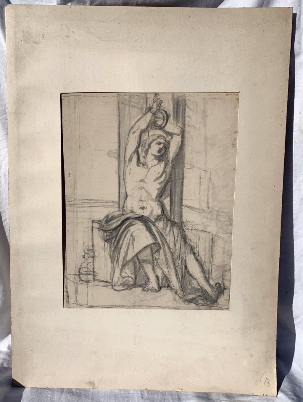 Antike italienische Künstlerin – Figurenzeichnung des 18./19. Jahrhunderts – St. Sebastian (Barock), Art, von Unknown
