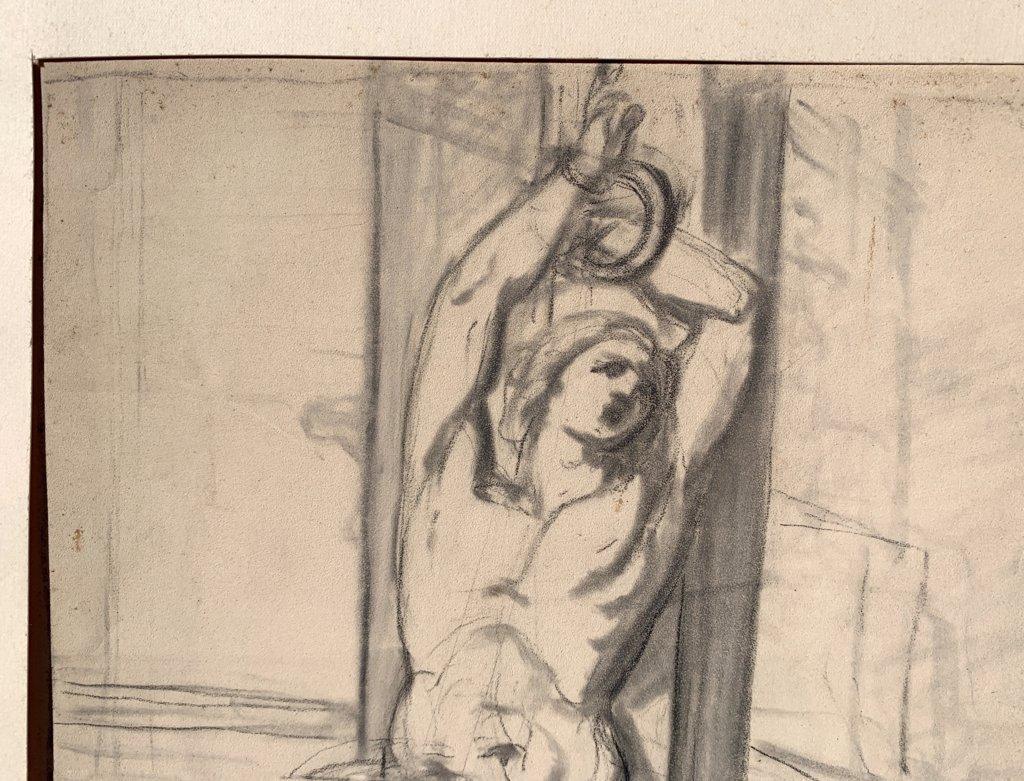 Antike italienische Künstlerin – Figurenzeichnung des 18./19. Jahrhunderts – St. Sebastian im Angebot 2