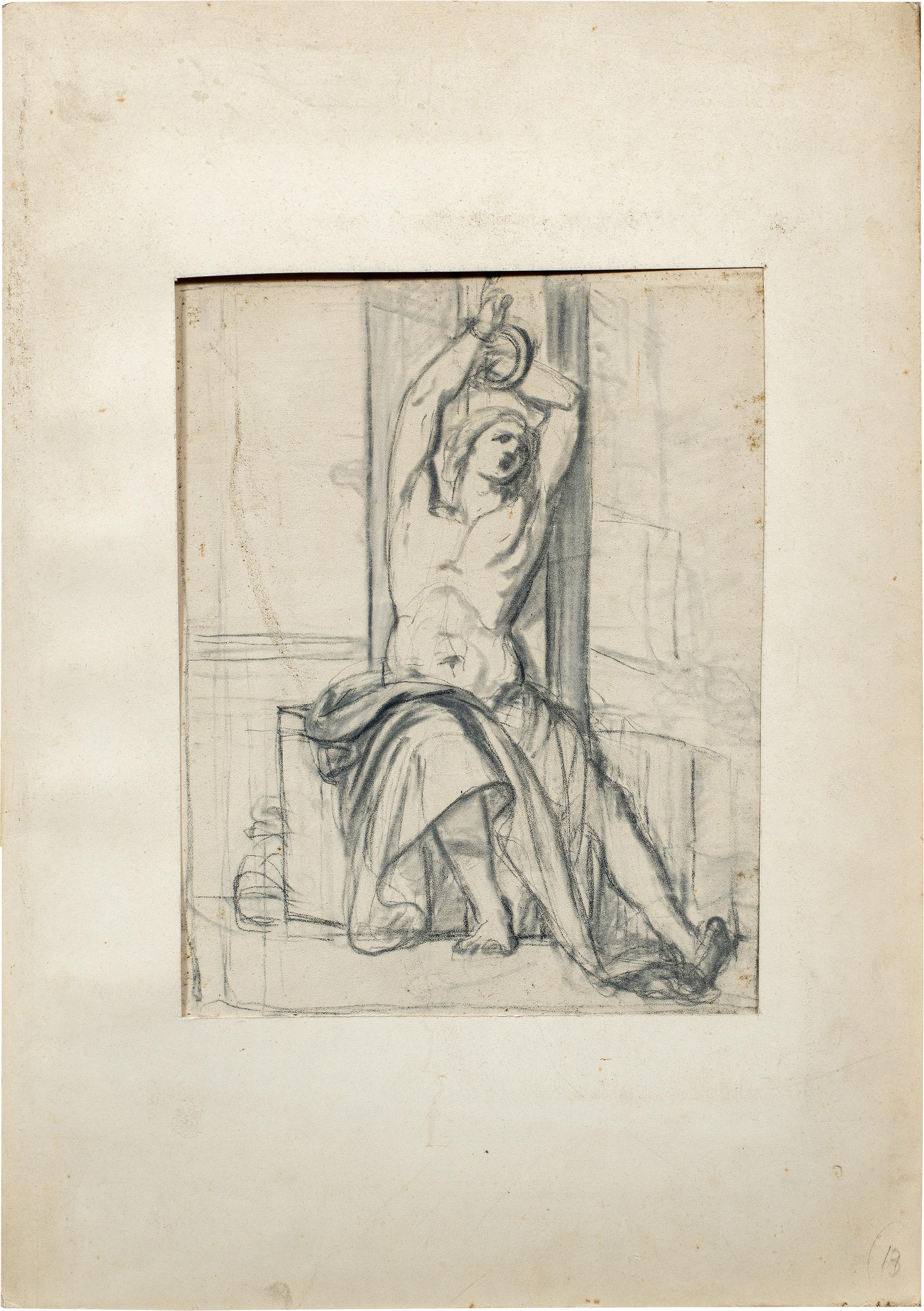 Antique Italian artist - 18th/19th century figure drawing - St. Sebastian