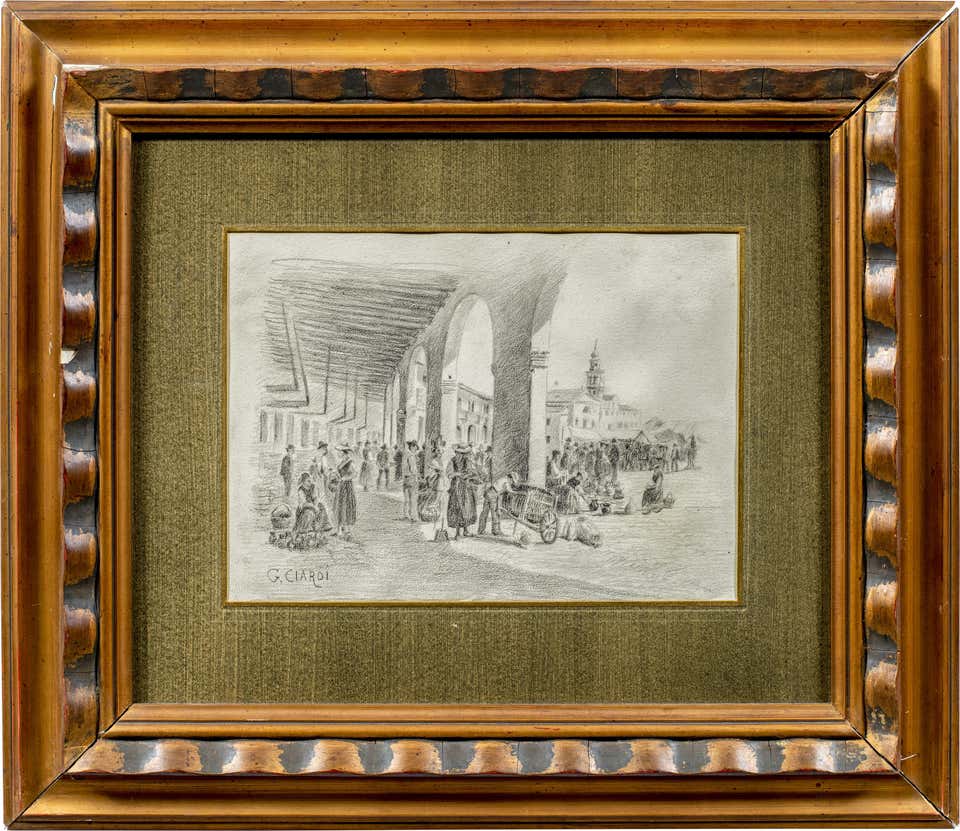 Guglielmo Ciardi (Venetian painter) - 19th century Realism market scene