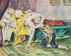 Französischer Maler – Erotisches Aquarell aus dem 19./20. Jahrhundert – Intime Szene