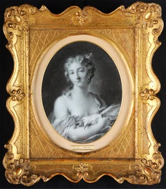 Antique 18th century Italian figurative painting Allegory - Portrait pencil paper Venice