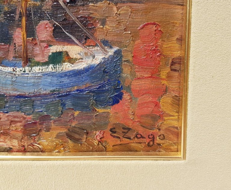 Erma Zago 19th century Italian painting view of Milan Signed oil on