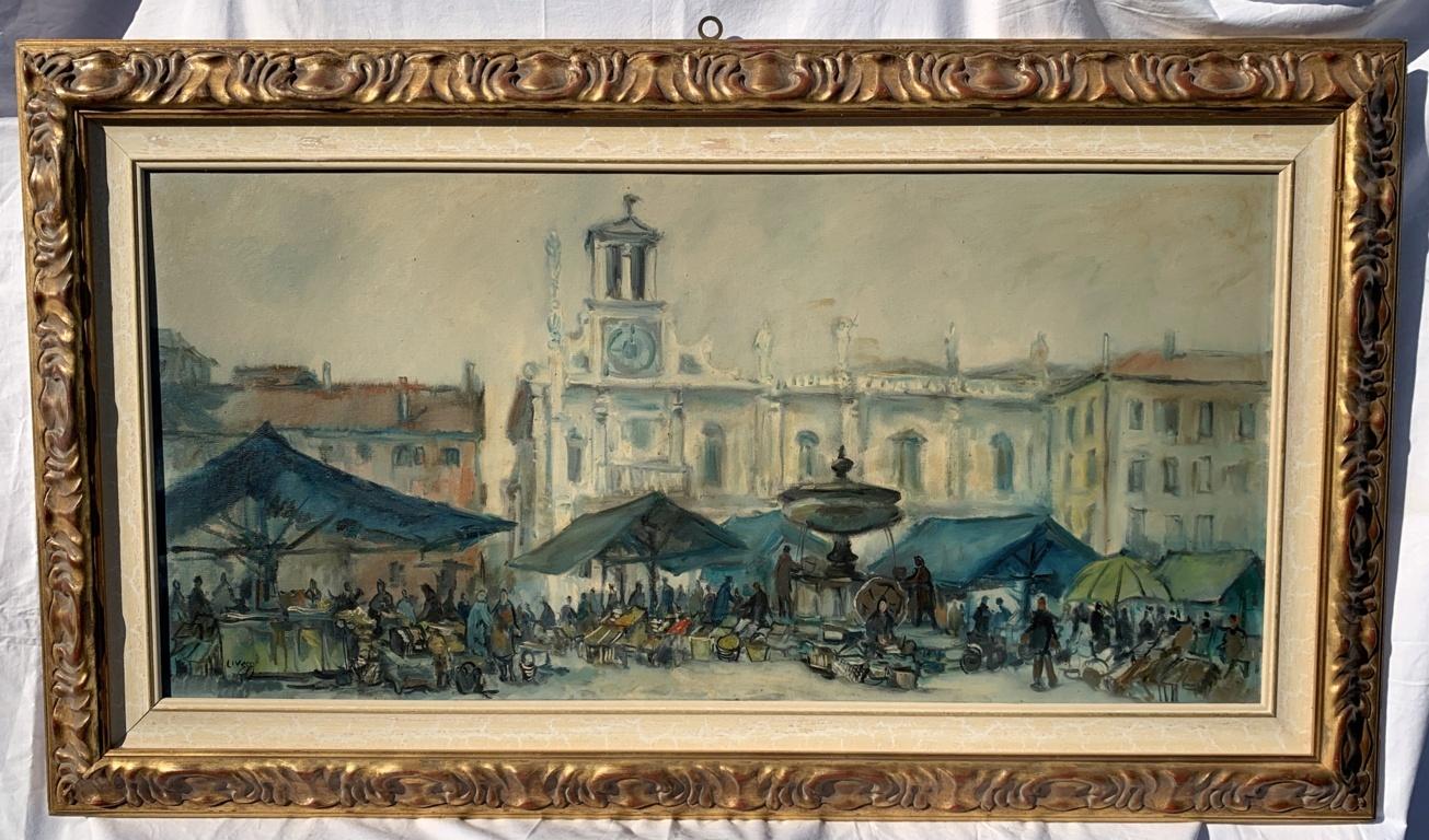 20th century Italian landscape painting - View of Udine - Oil on canvas Italy - Painting by Bepi Liusso