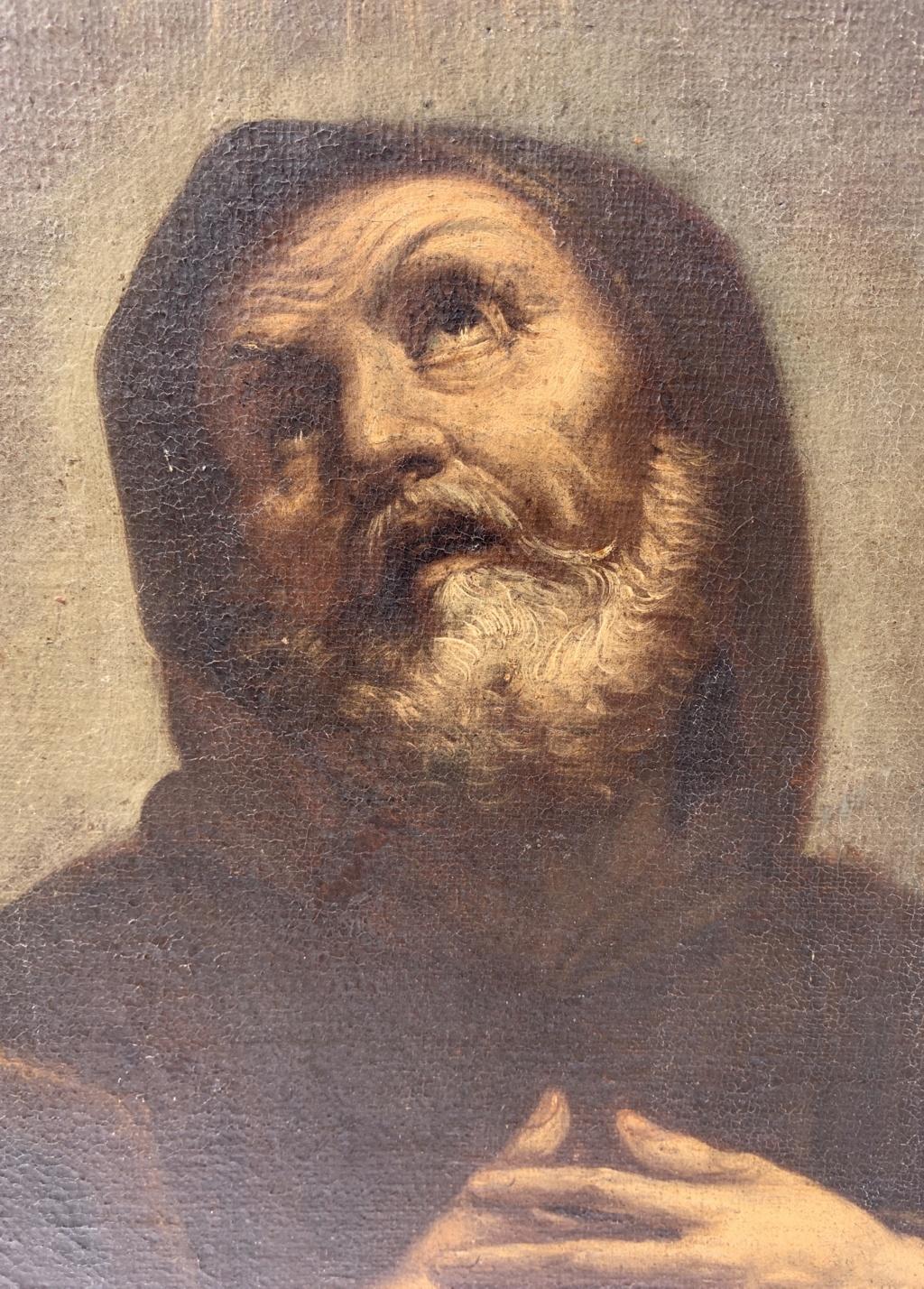 17th century Italian figure painting - St. Francis - Oil on canvas Ribera Italy - Baroque Painting by José de Ribera