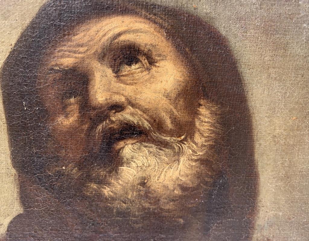 17th century Italian figure painting - St. Francis - Oil on canvas Ribera Italy 1