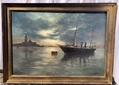 19th century Venetian view painting - Venice - Oil on canvas landscape sea