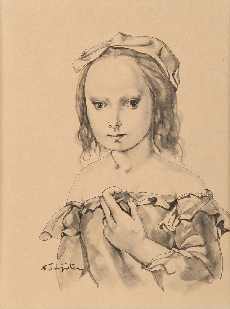 Portrait de jeune fille - Art by Léonard Tsugouharu Foujita