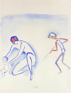 Scène de plage Deauville, mère et enfants