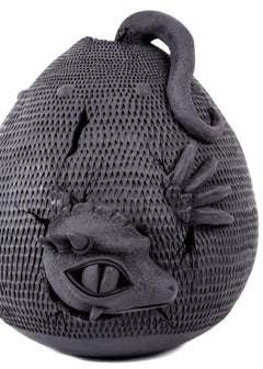 8'' Dragon / Ceramic Black Clay Mexican Folk Art