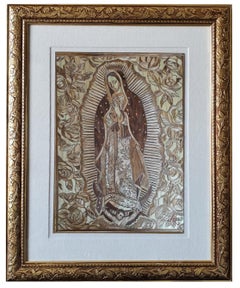 Virgen de Guadalupe - Natural Straw - Mexican Fine Art  Cactus Fine Art