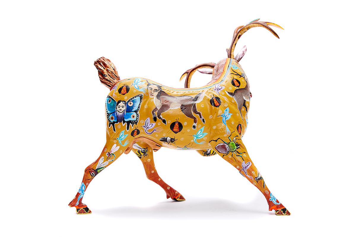 Venado Nahual - Nahual Deer Mexican Folk Art  Cactus Fine Art For Sale 1