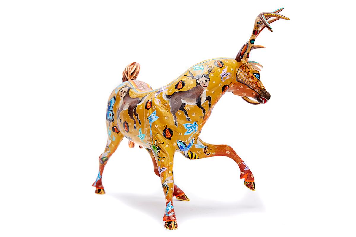 Venado Nahual - Nahual Deer Mexican Folk Art  Cactus Fine Art For Sale 3