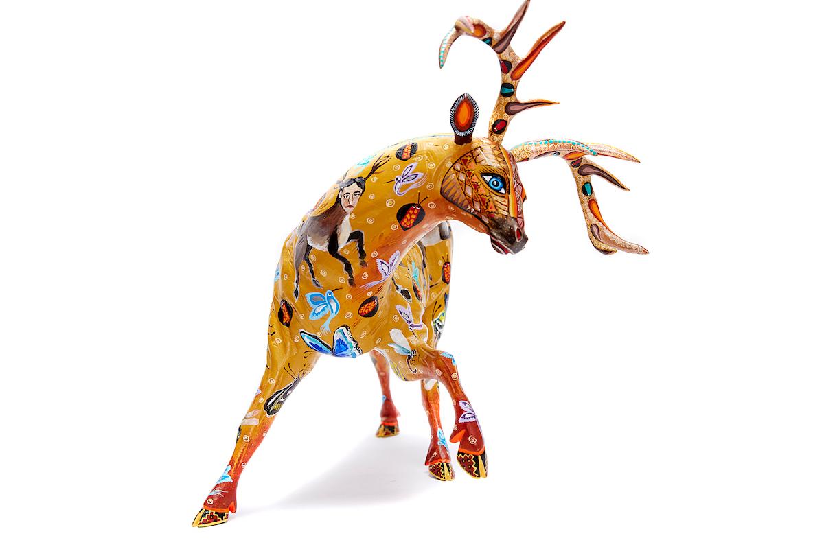 Venado Nahual - Nahual Deer Mexican Folk Art  Cactus Fine Art For Sale 5
