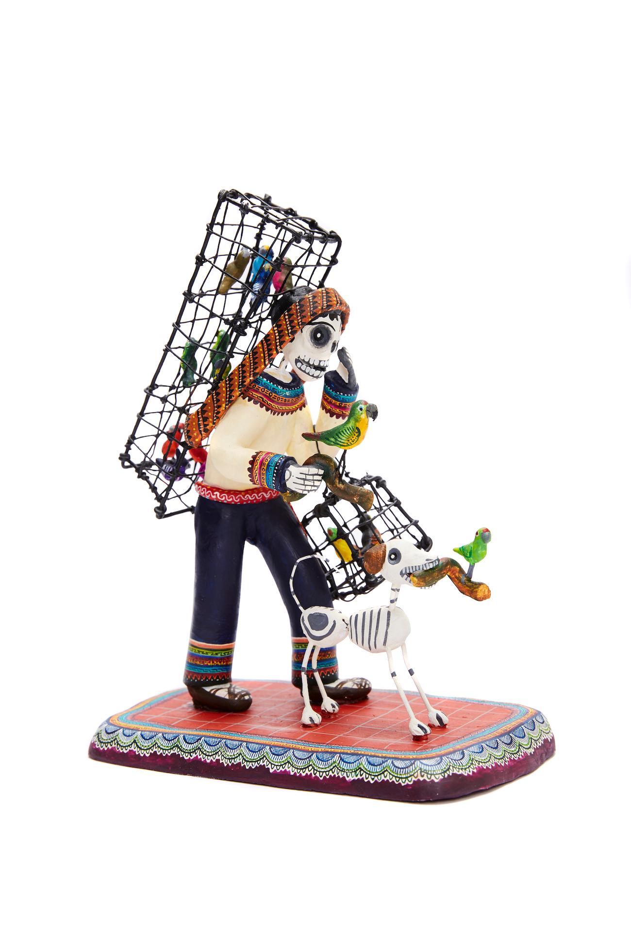 Vendeur de pjaros - Vendeur d'oiseaux - Art populaire mexicain  Beaux-arts Cactus en vente 1