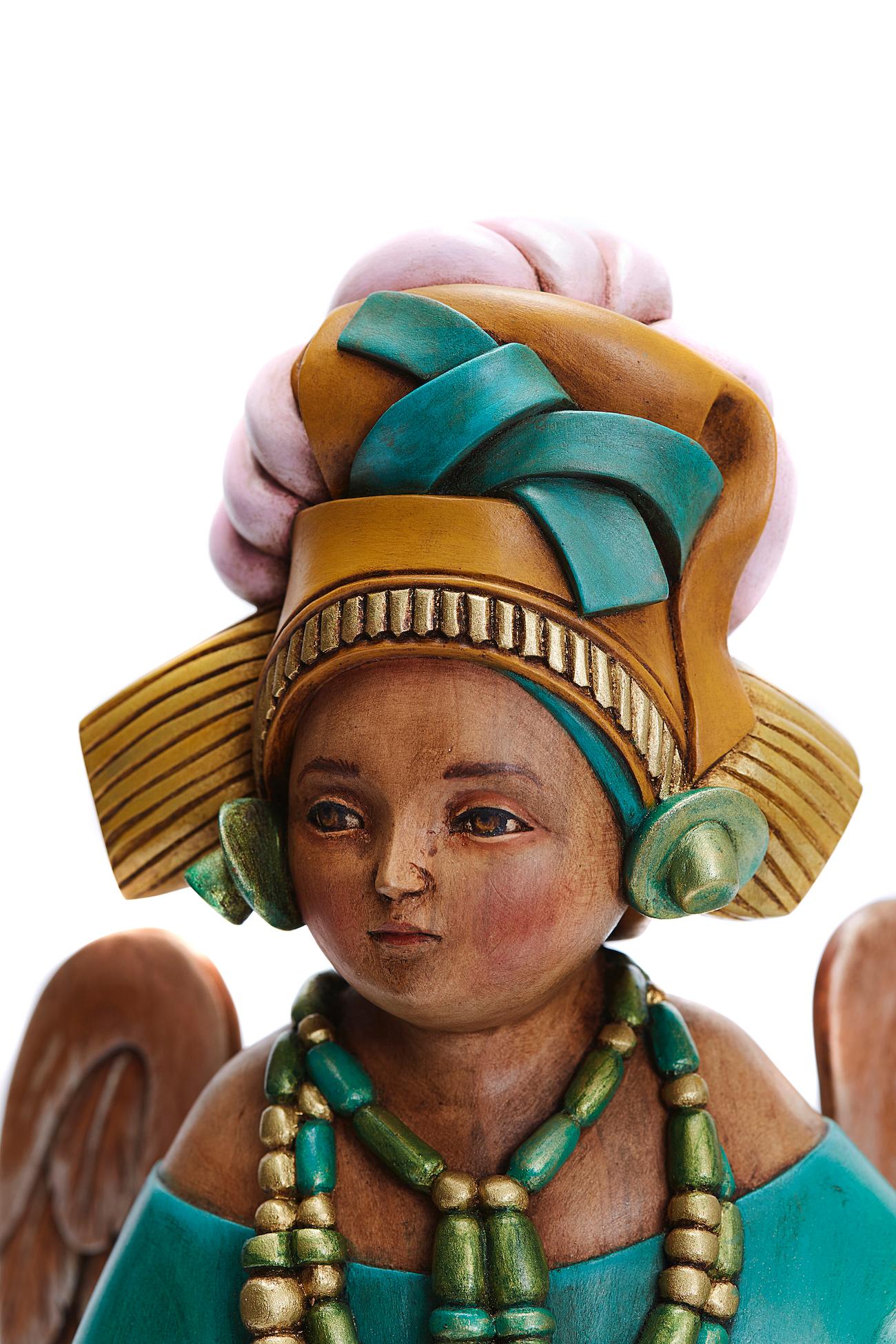 Angel Maya - Maya Angel - Mexican Folk Art  Cactus Fine Art For Sale 7