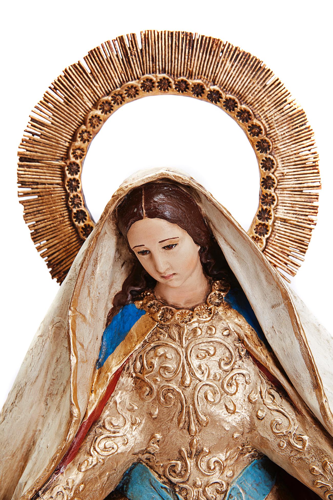 Virgen del Carmen - Cardboard - Mexican Folk Art Paper - Cactus Fine Art - Sculpture by Danilo Lopez Ochoa 