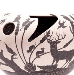 12'' Vasija Blanco y Negro / Ceramic Mexican Folk Art from Mata Ortiz