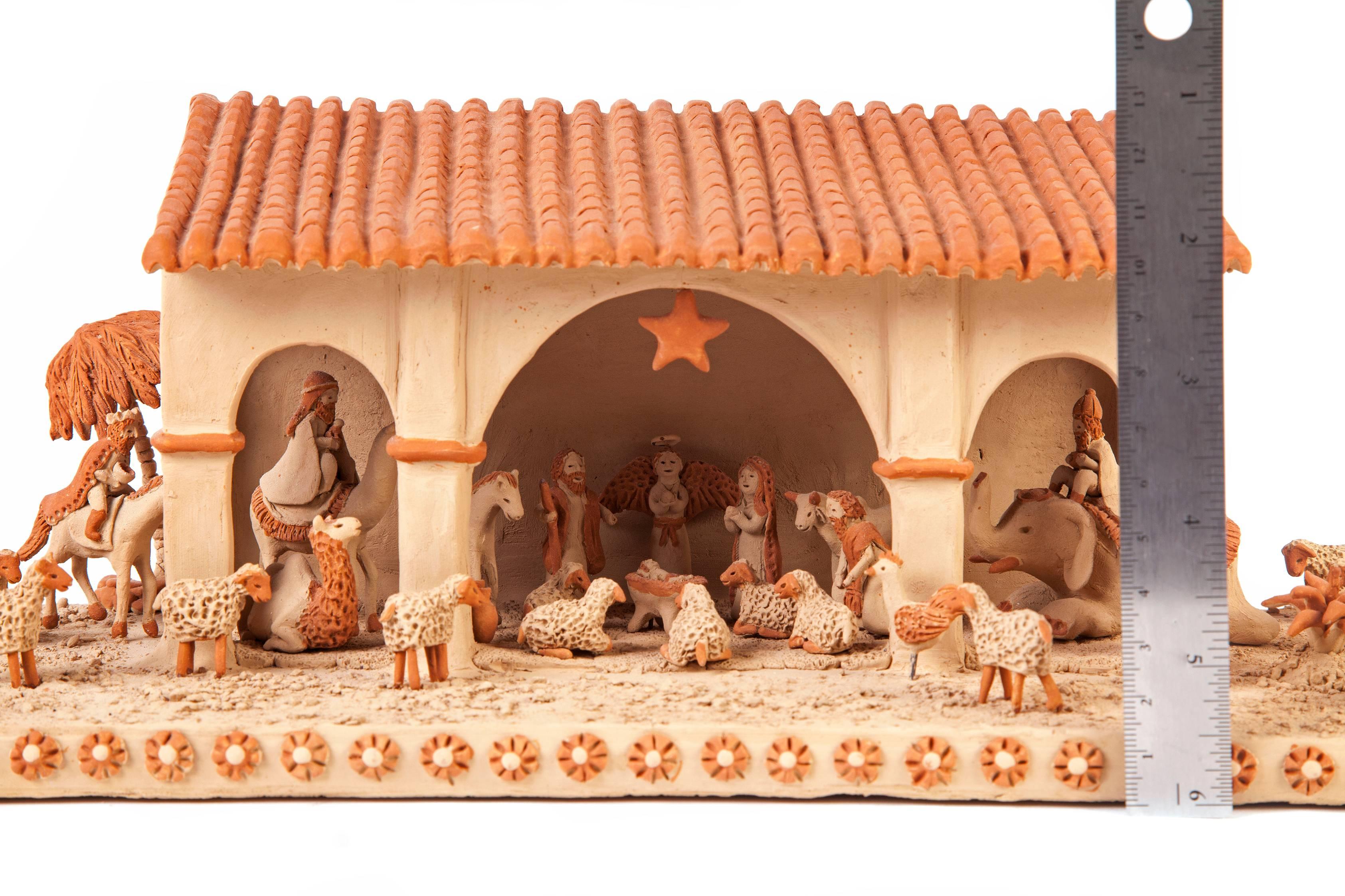 Pesebre / Ceramics Mexican Folk Art Clay - Sculpture by Unknown