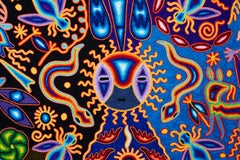 Maimi - Yarn Painting - Mexican Huichol Art - Mexican Folk Art  Cactus Fine Art