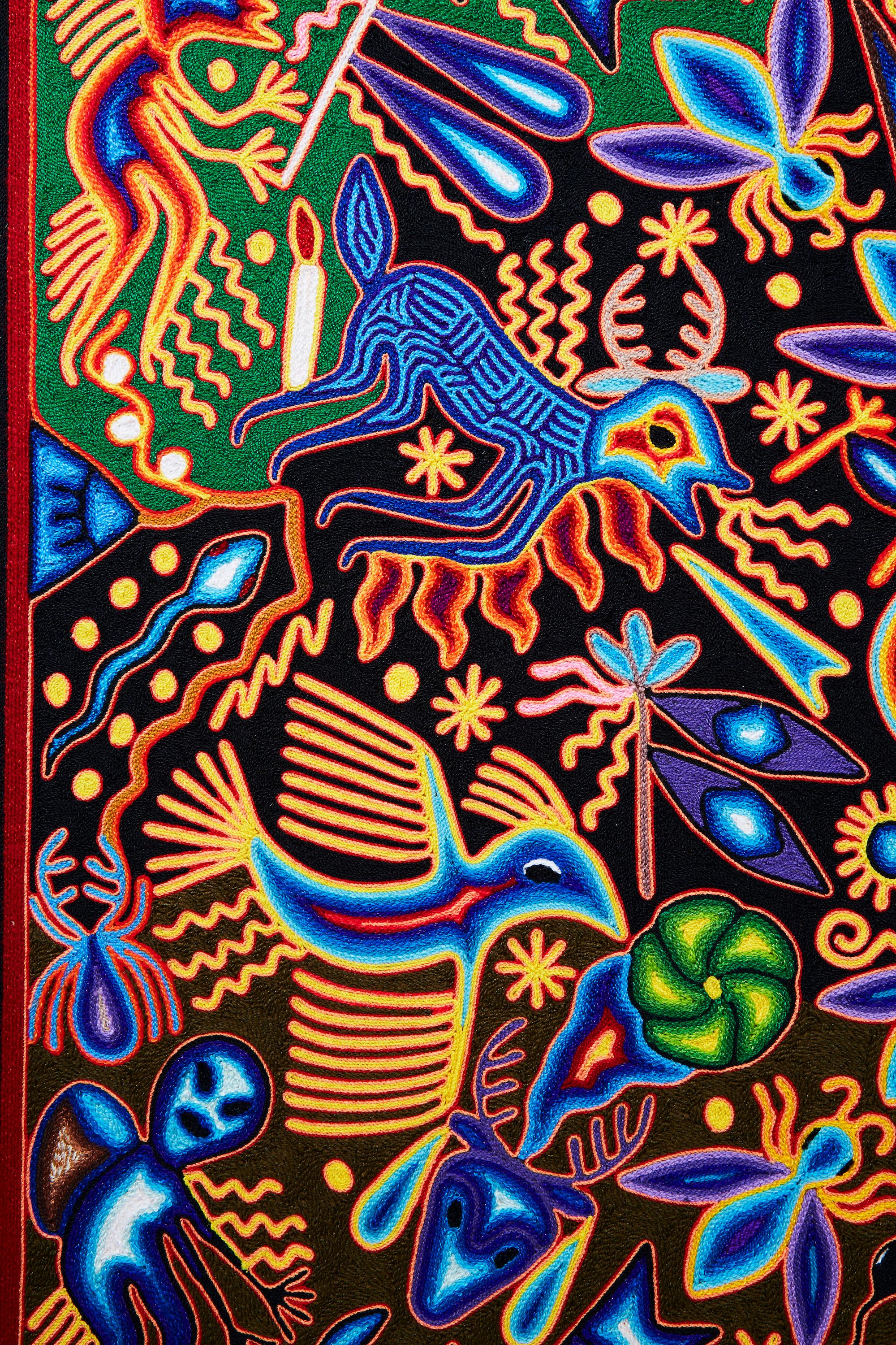Maimi - Yarn Painting - Mexican Huichol Art - Mexican Folk Art  Cactus Fine Art 1
