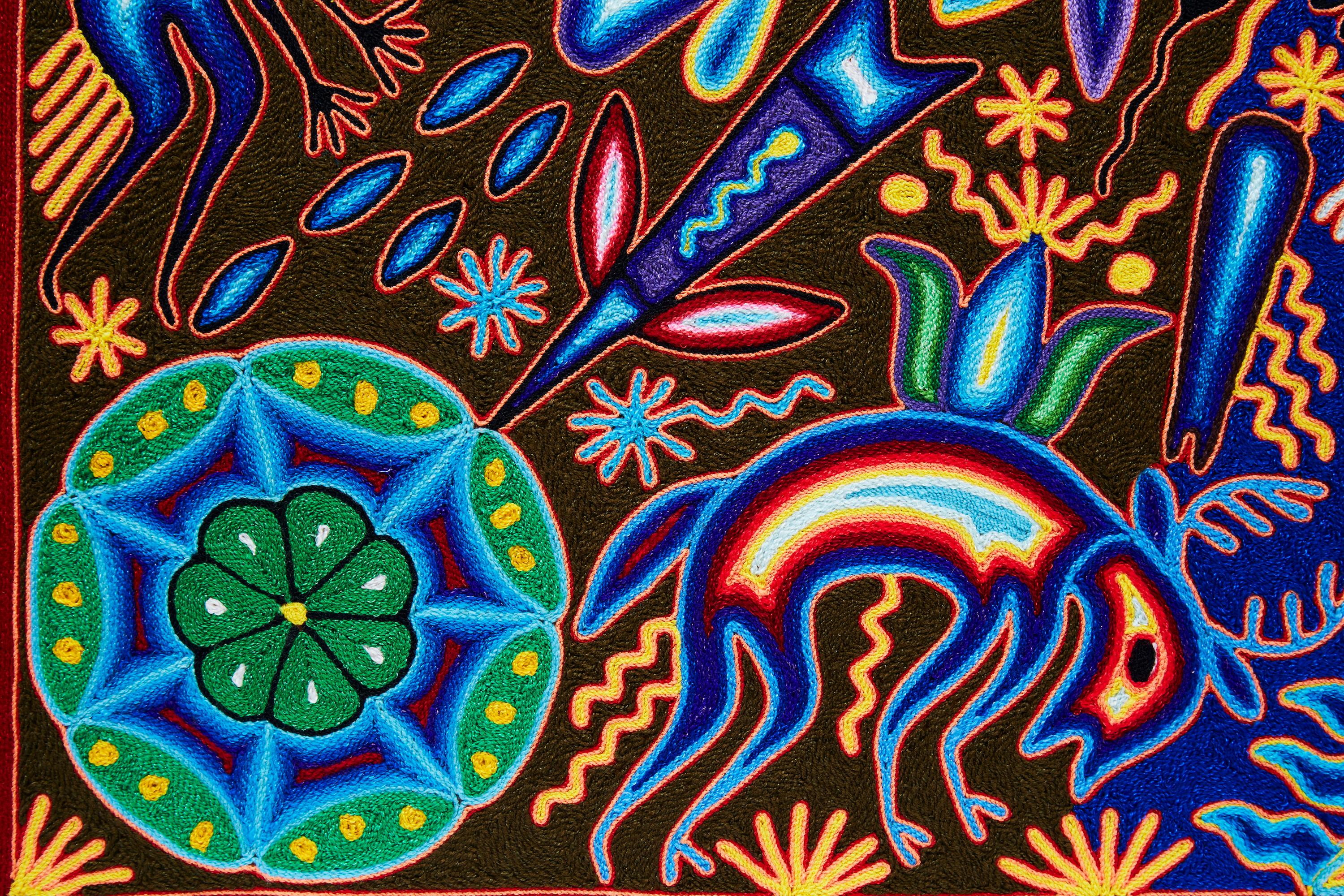 Maimi - Yarn Painting - Mexican Huichol Art - Mexican Folk Art  Cactus Fine Art 2