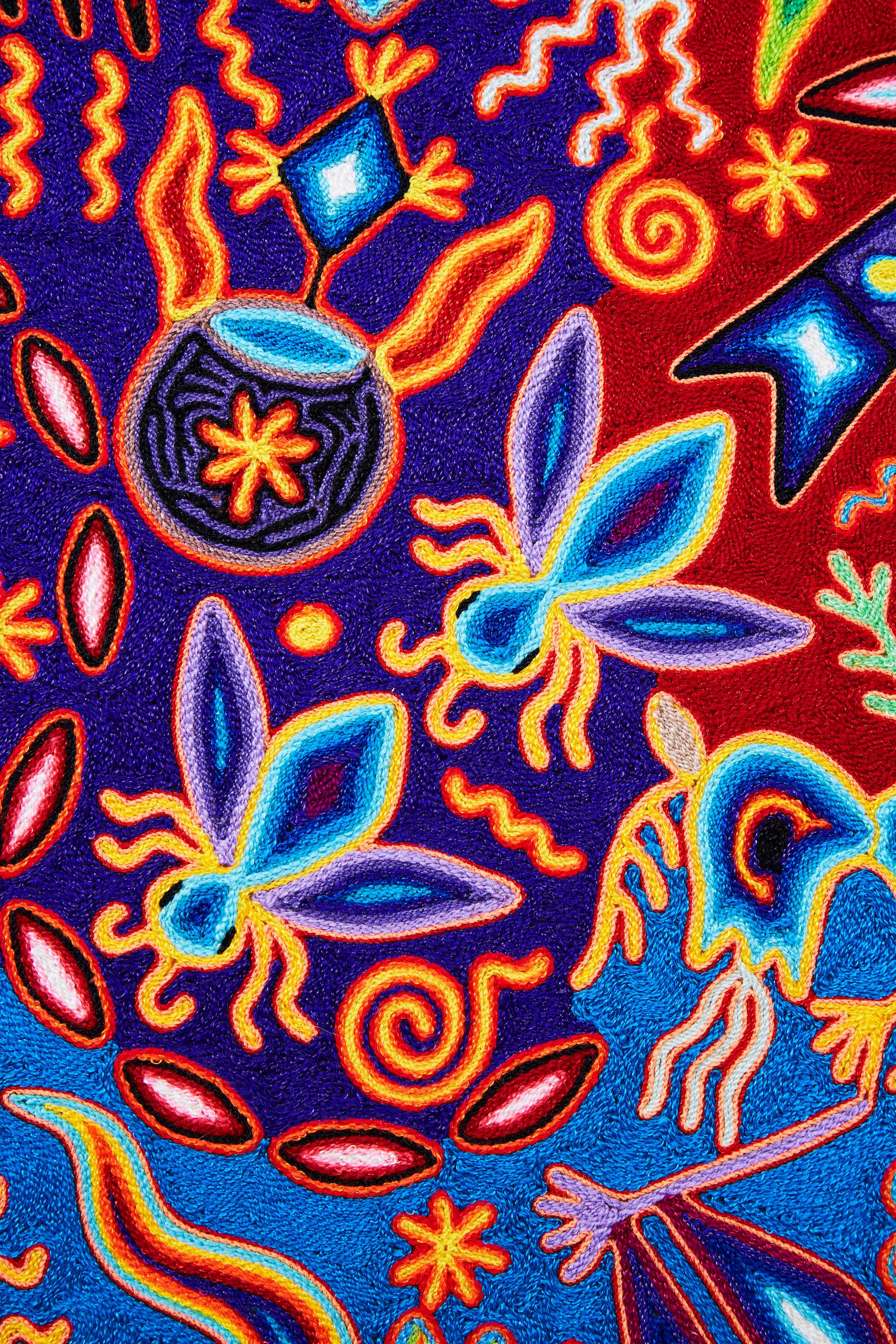 Maimi - Yarn Painting - Mexican Huichol Art - Mexican Folk Art  Cactus Fine Art 4