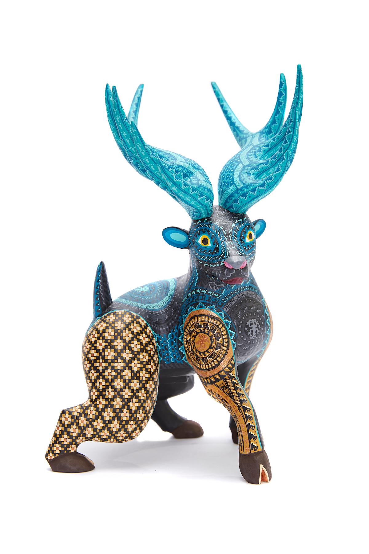 Viviana Jimenez Carrillo Figurative Sculpture - Venado Zapoteco - Zapotec Deer - Mexican Folk Art  Cactus Fine Art