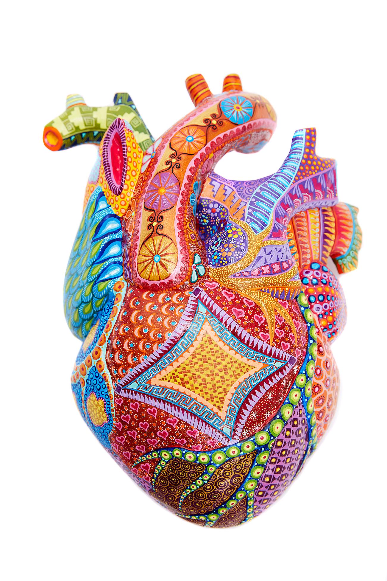 Corazón Zapoteco - Zapotec Heart  This Mexican Wood Turtle was made with Copal w - Folk Art Sculpture by Efrain Fuentes y Silvia Gomez