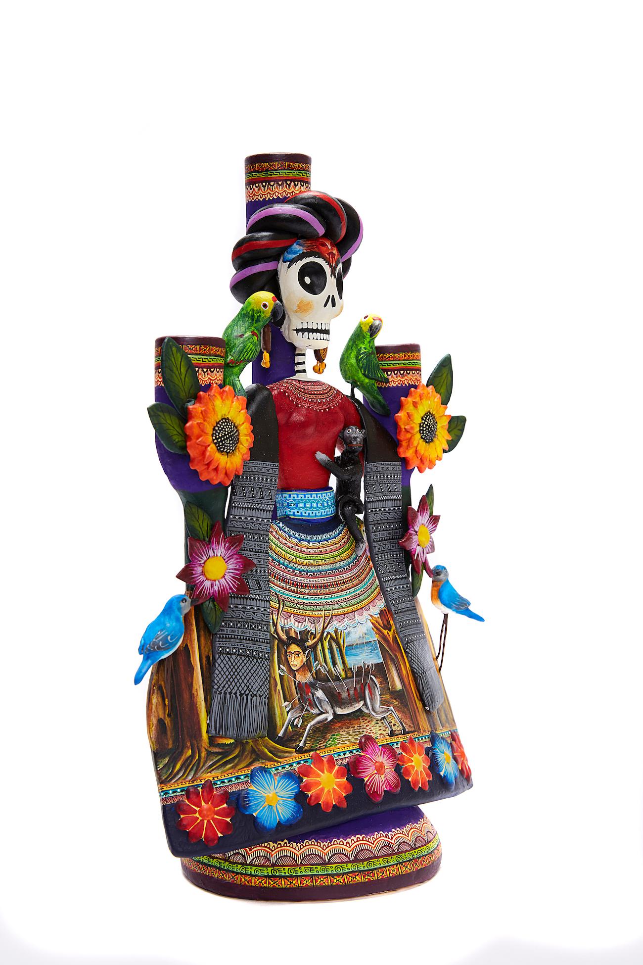 Frida Espectacular - Amazing Frida - Mexican Folk Art  Cactus Fine Art - Black Figurative Sculpture by Taller Alfonso Castillo Orta