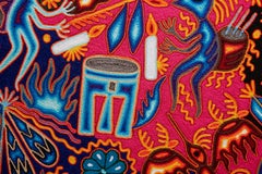 Huichol Indian "Nierika" - Color Yarn Painting - Mexican Huichol Art - Folk Art