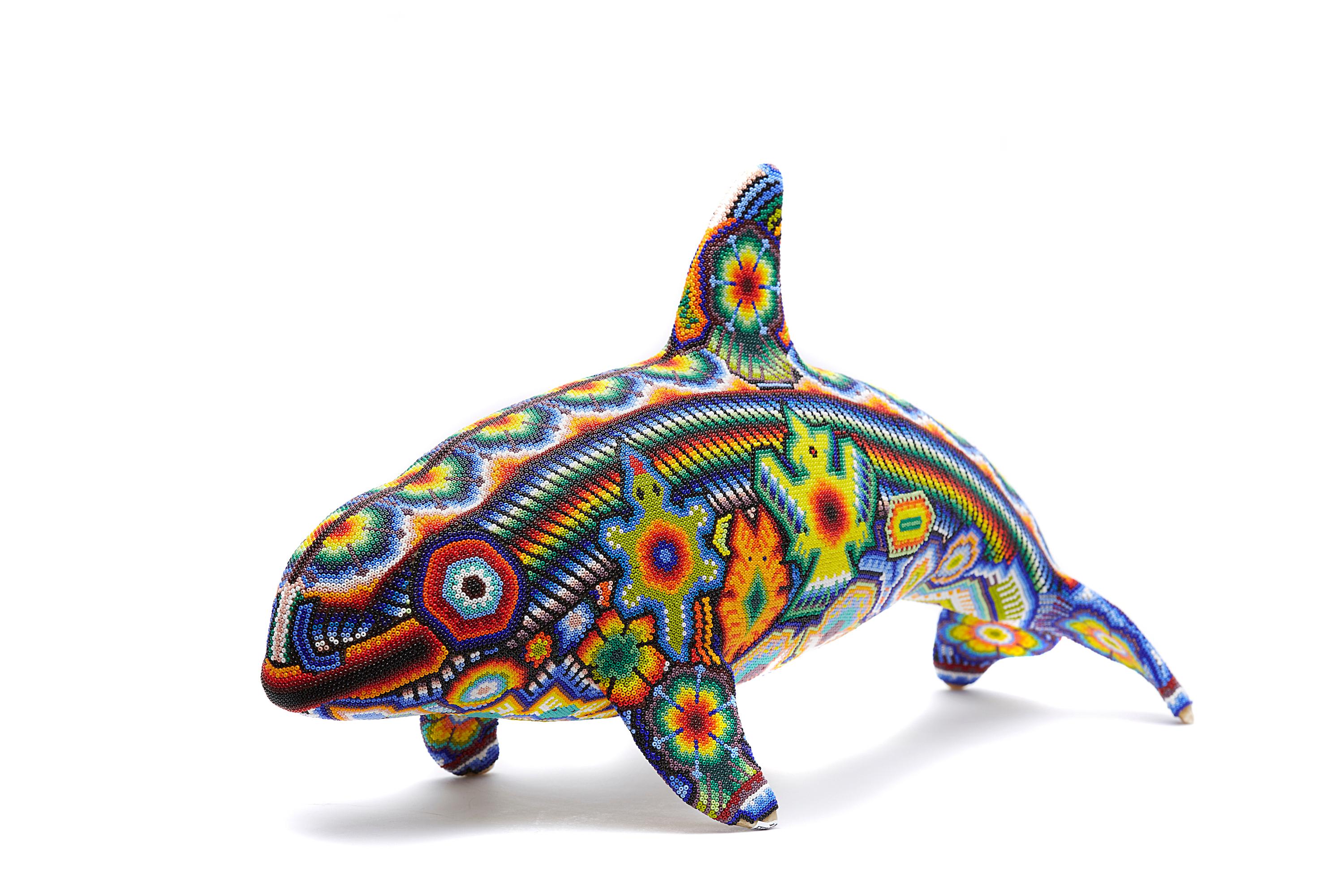 Vaquita Marina - Vache de mer - Perles à la main - Art Huichol mexicain - Art populaire mexicain  en vente 6
