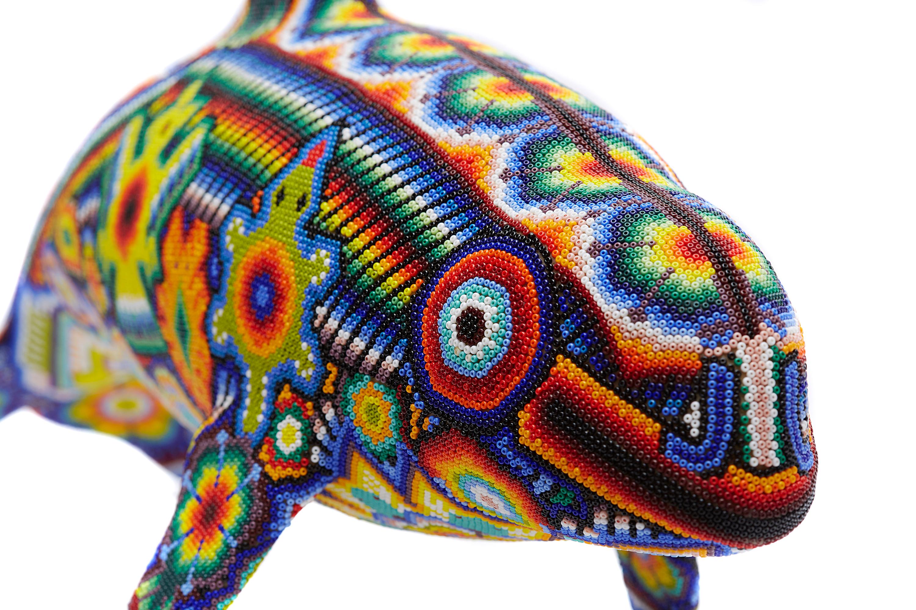 Vaquita Marina - Vache de mer - Perles à la main - Art Huichol mexicain - Art populaire mexicain  en vente 10