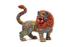 Leon - Lion - Perlé à la main - Art Huichol mexicain - Art populaire mexicain 