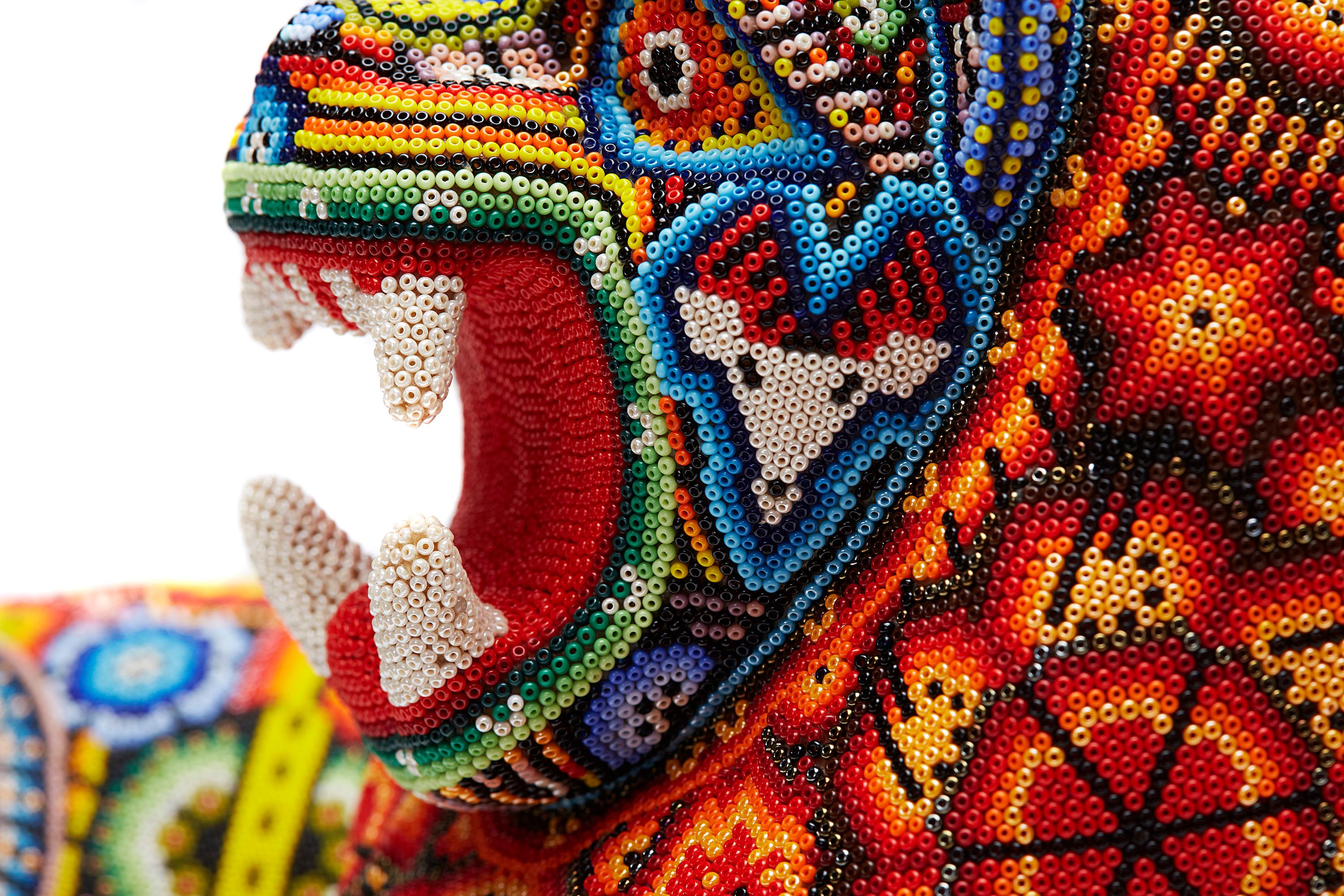 Leon - Lion - Hand Beaded - Mexican Huichol Art - Mexican Folk Art  For Sale 4