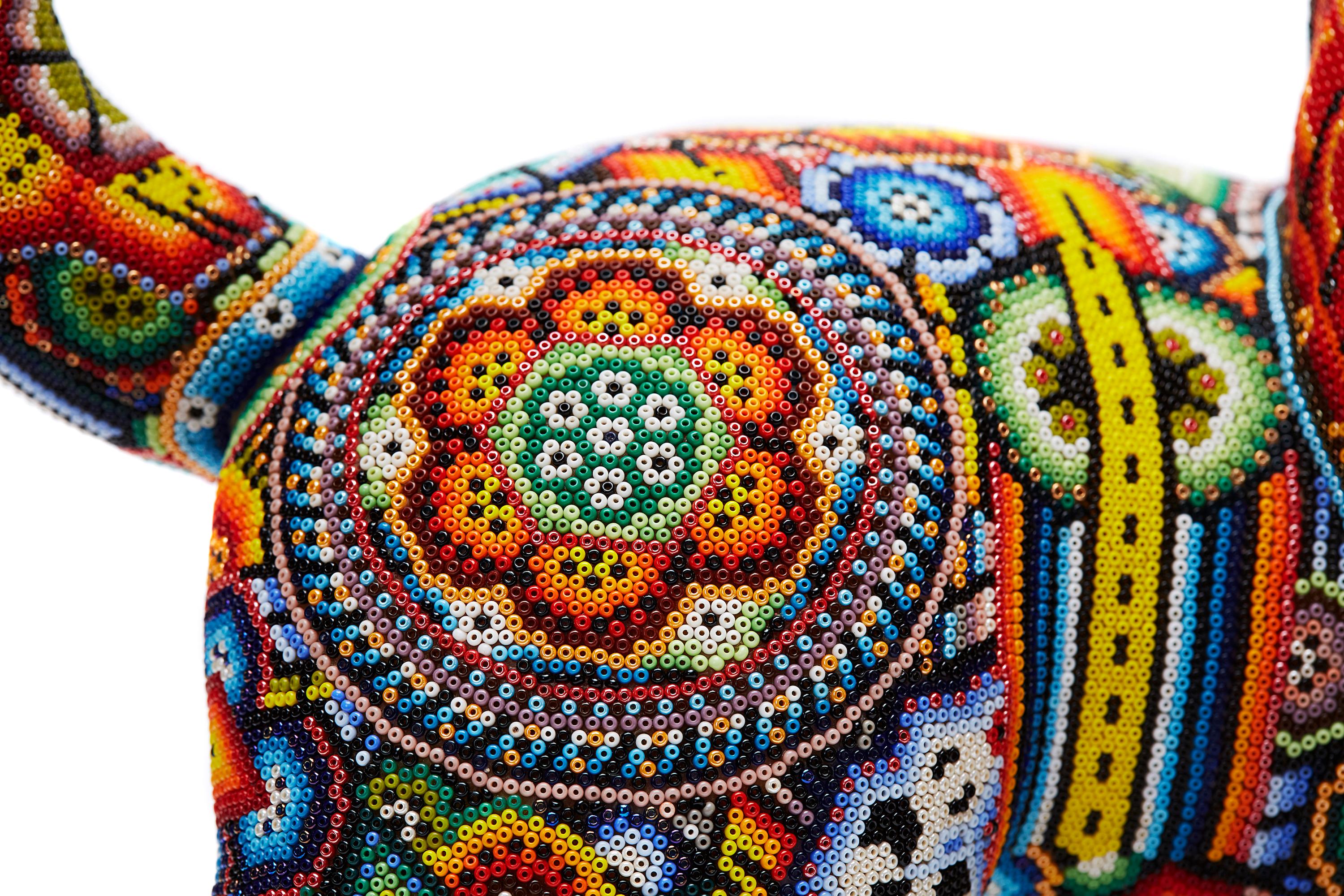 Leon - Lion - Hand Beaded - Mexican Huichol Art - Mexican Folk Art  For Sale 7