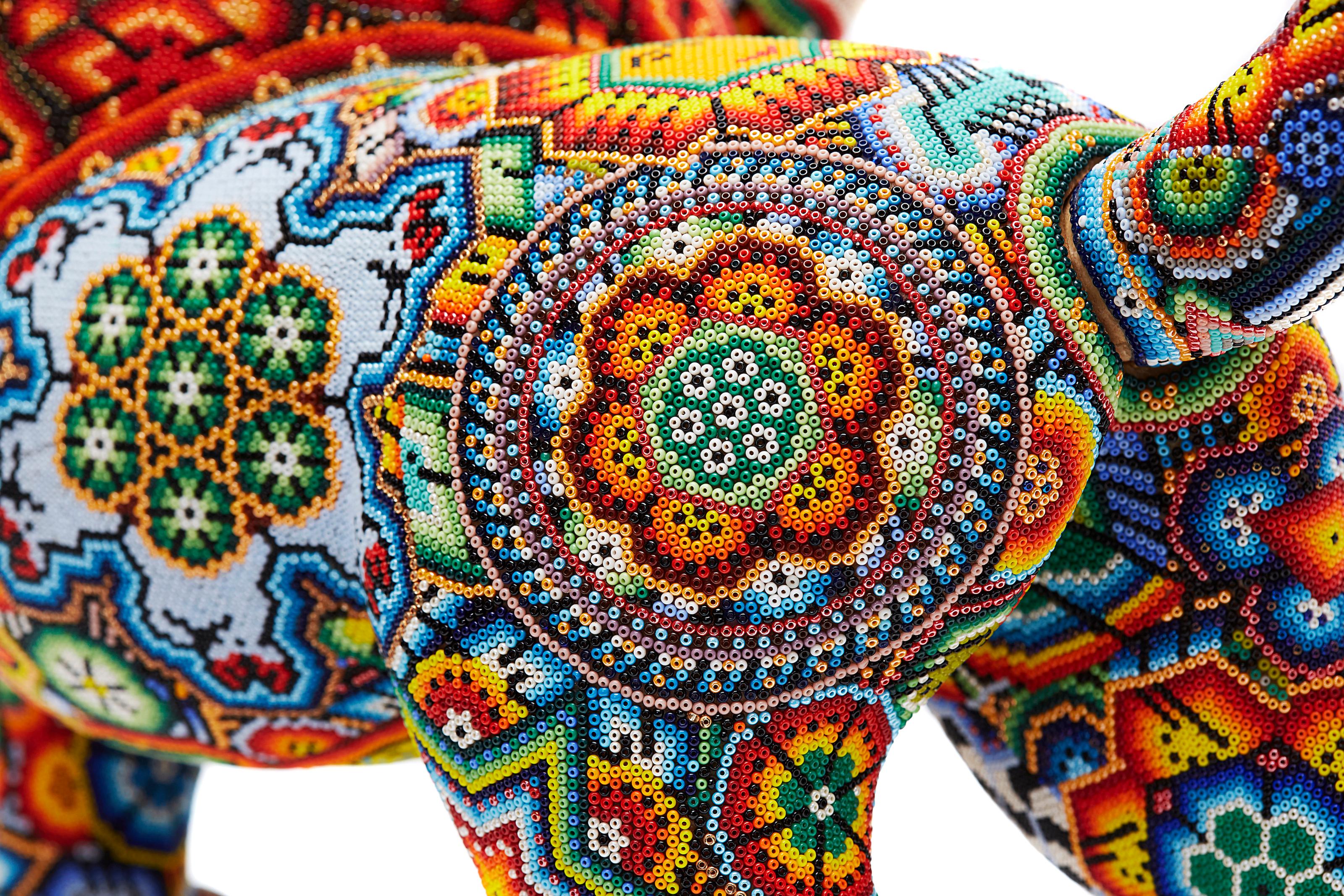 Leon - Lion - Hand Beaded - Mexican Huichol Art - Mexican Folk Art  For Sale 9