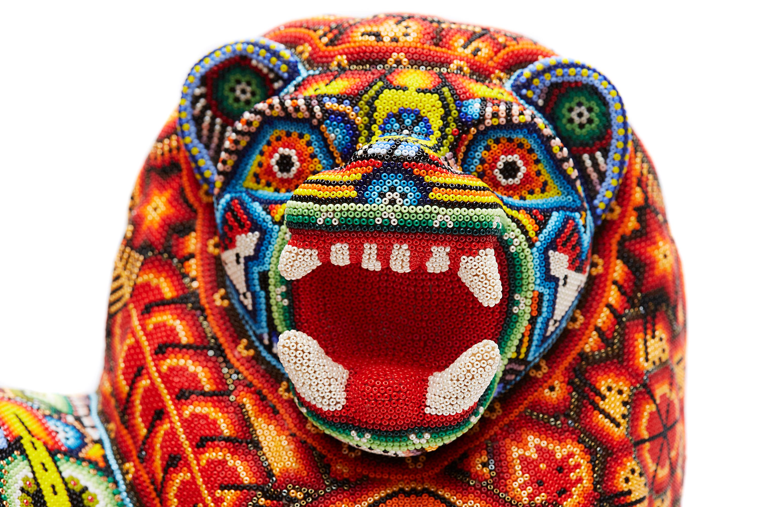 Leon - Lion - Hand Beaded - Mexican Huichol Art - Mexican Folk Art  For Sale 12