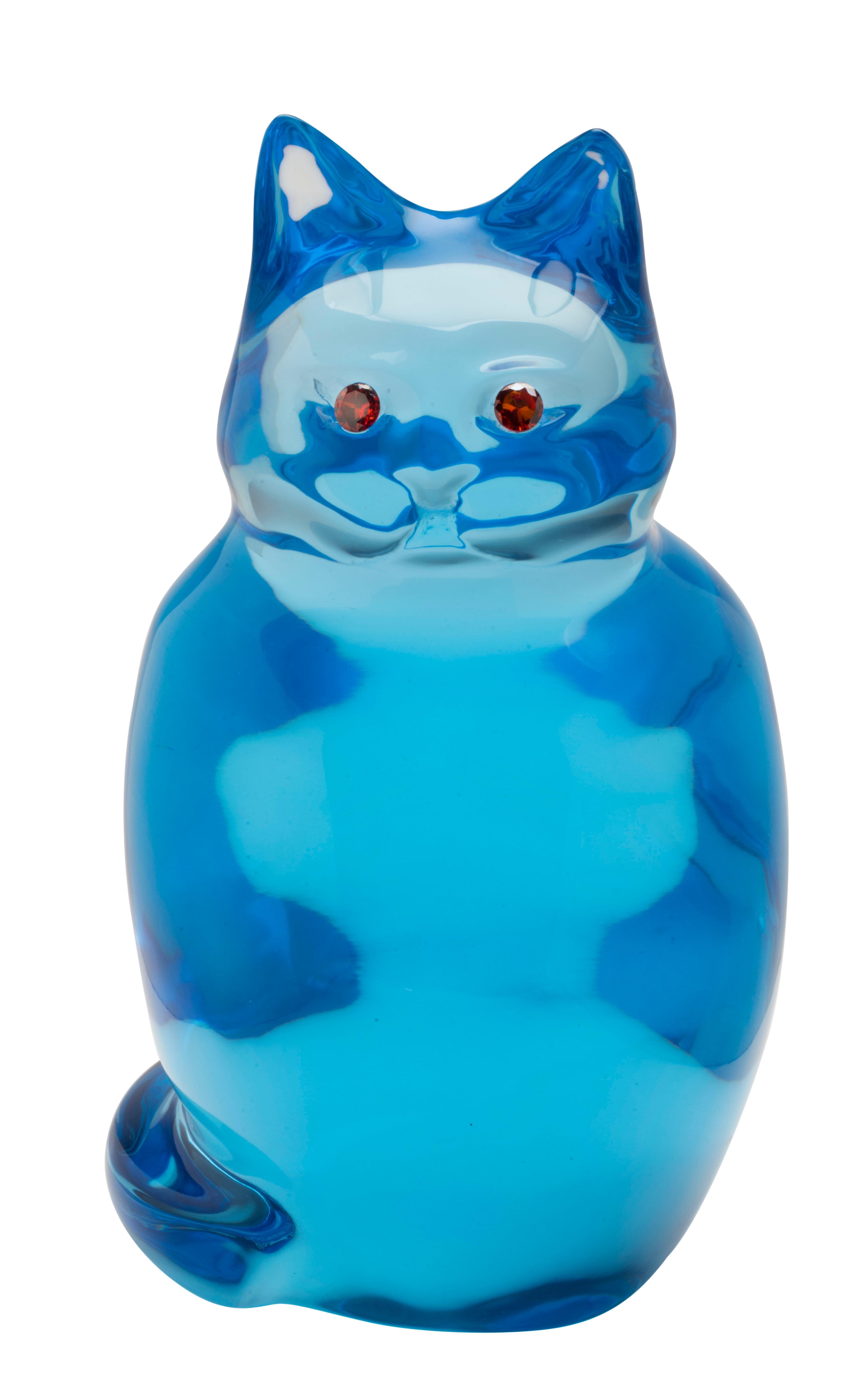 Mara Sfara Figurative Sculpture - Fat Blue Cat